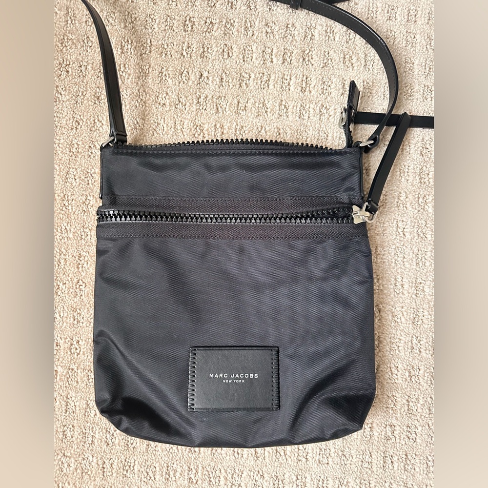 NWOT Marc Jacobs Biker Black Nylon East West Zip Crossbody Bag